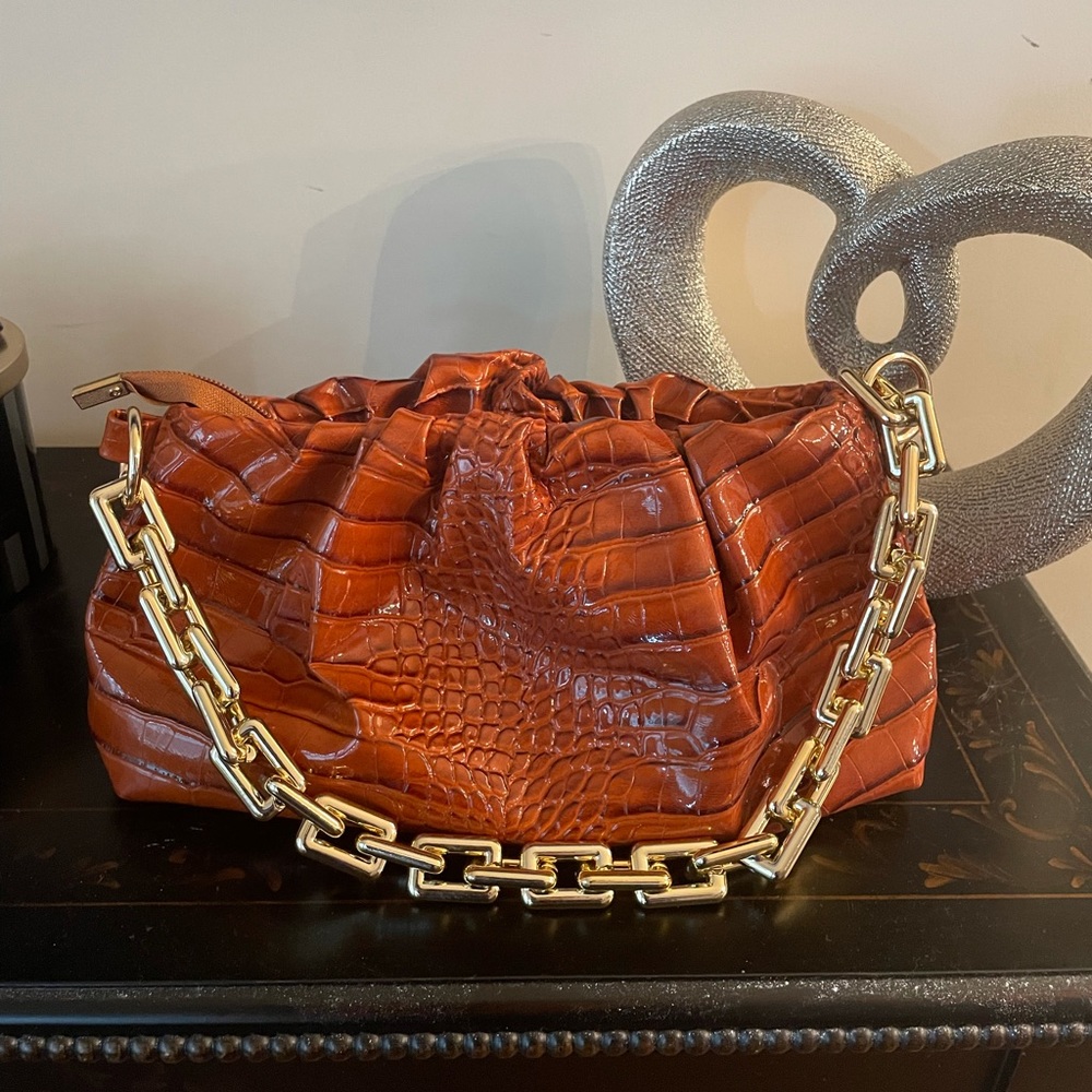 Cognac colored croc bag